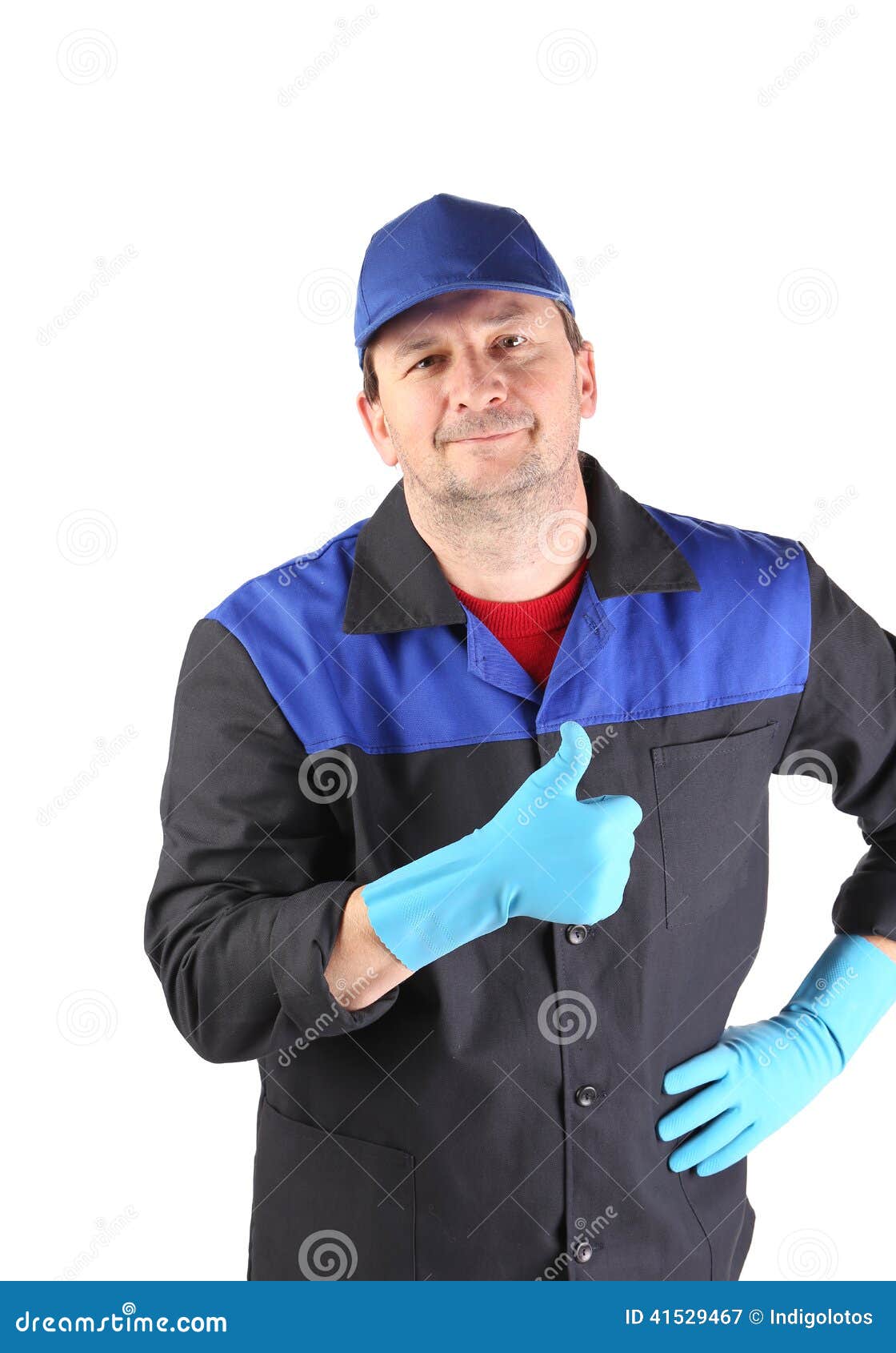 Cleaner showing thumbs up. stock image. Image of housekeeping - 41529467