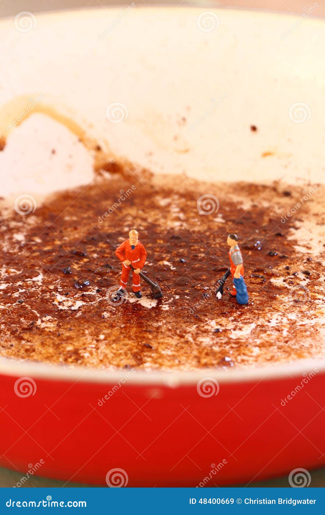 Cleaners Cleaning Frying Pan a Stock Image Image of grease, team