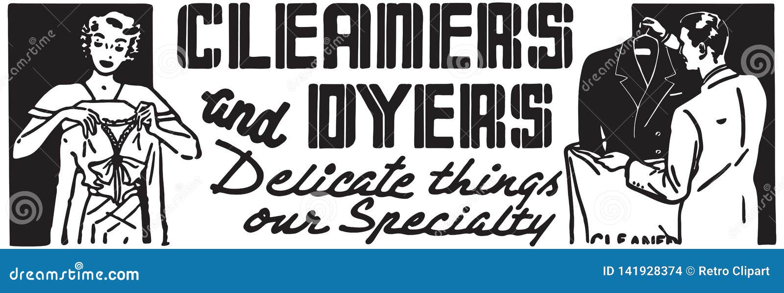 Cleaners and Dyers stock illustration. Illustration of 1950 141928374