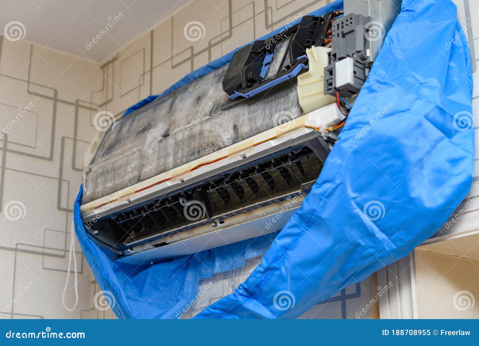 Cleaning Air Conditioner with Chemical Liquid Stock Image Image of