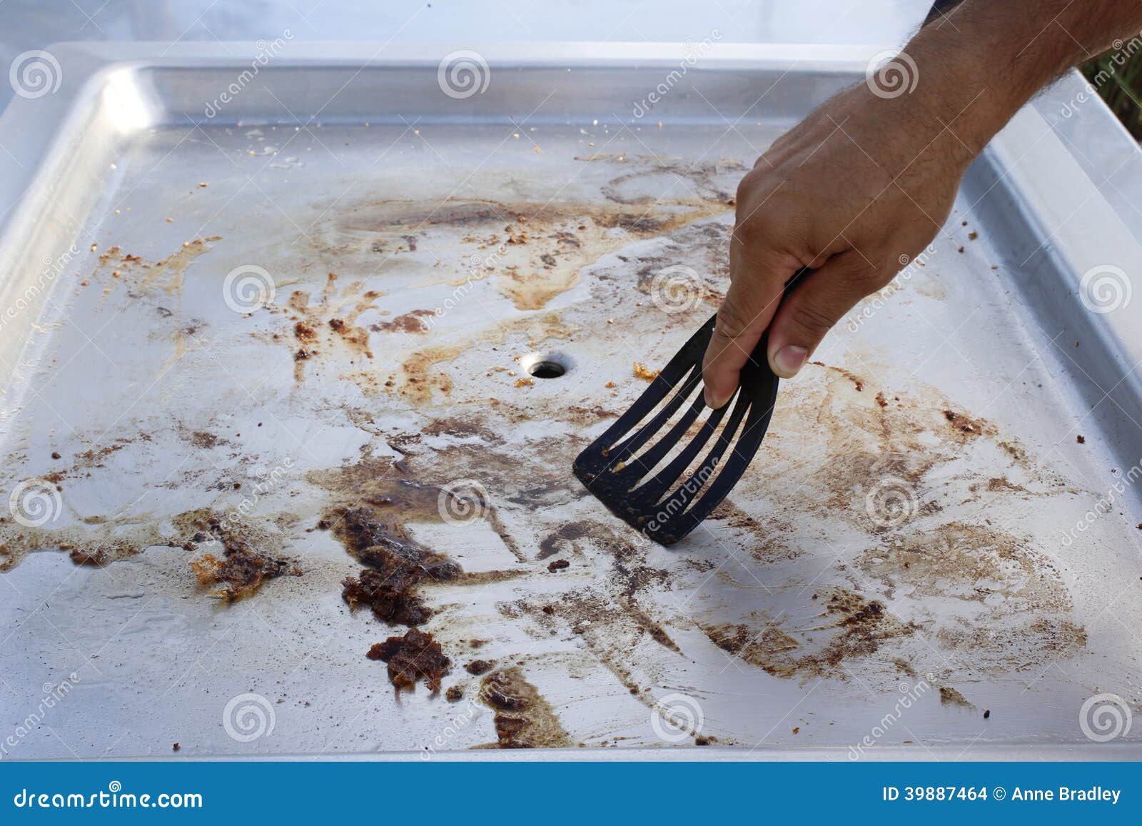 Cleaning the Barbeque Plate Stock Photo Image of plate, scraper 39887464