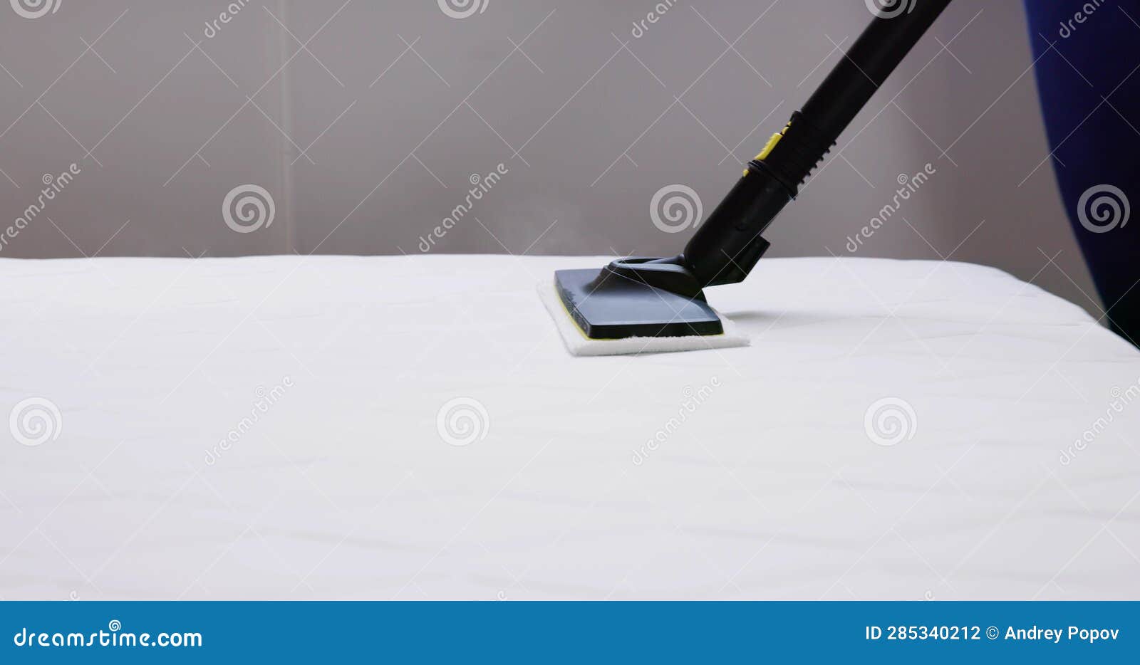 Cleaning Bed Mattress with Steam Machine Stock Photo Image of