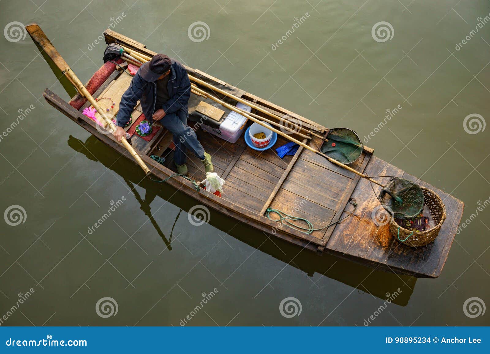 A Cleaning Boat on the River Editorial Stock Image Image of paddle