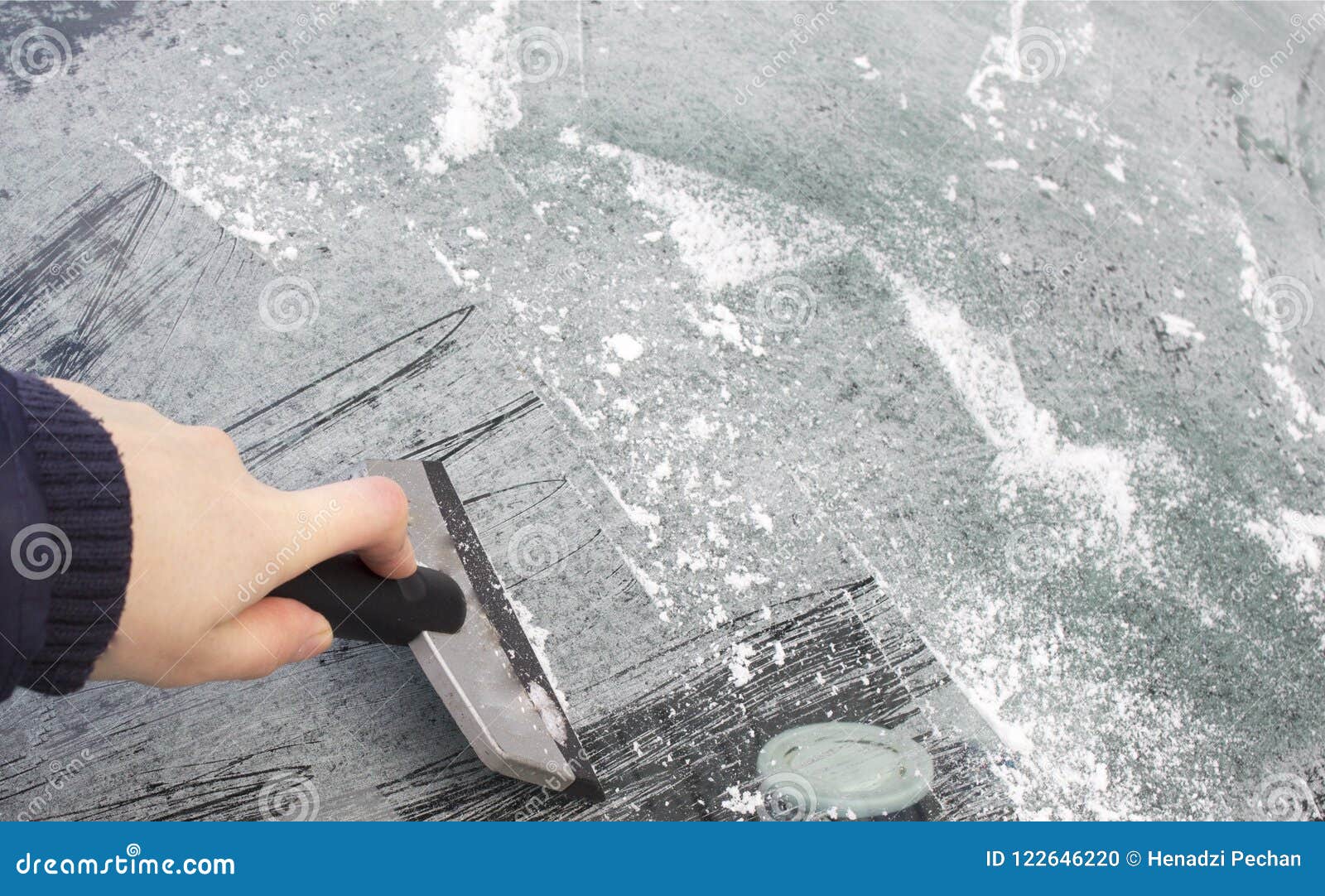 Cleaning the Car Glass from Ice and Snow Glass Stock Photo Image of