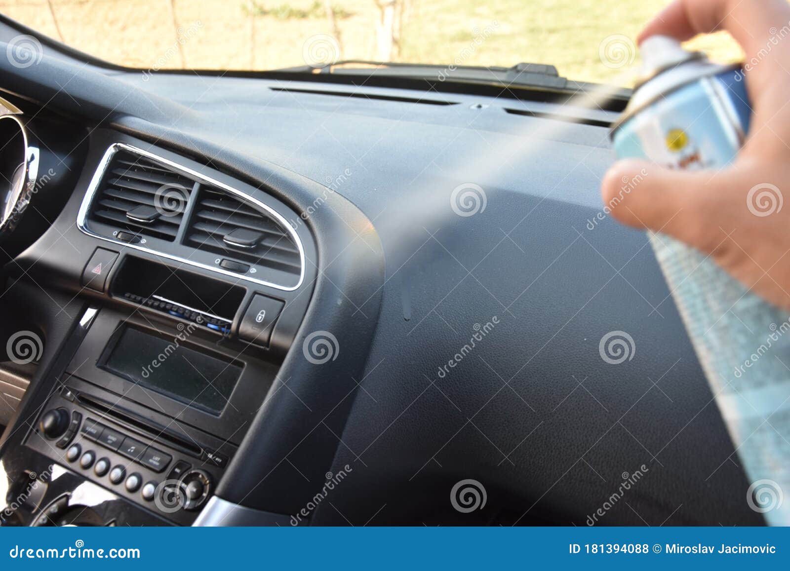 Cleaning Car Interior and Spraying with Liquid Stock Photo Image of interior, hand 181394088