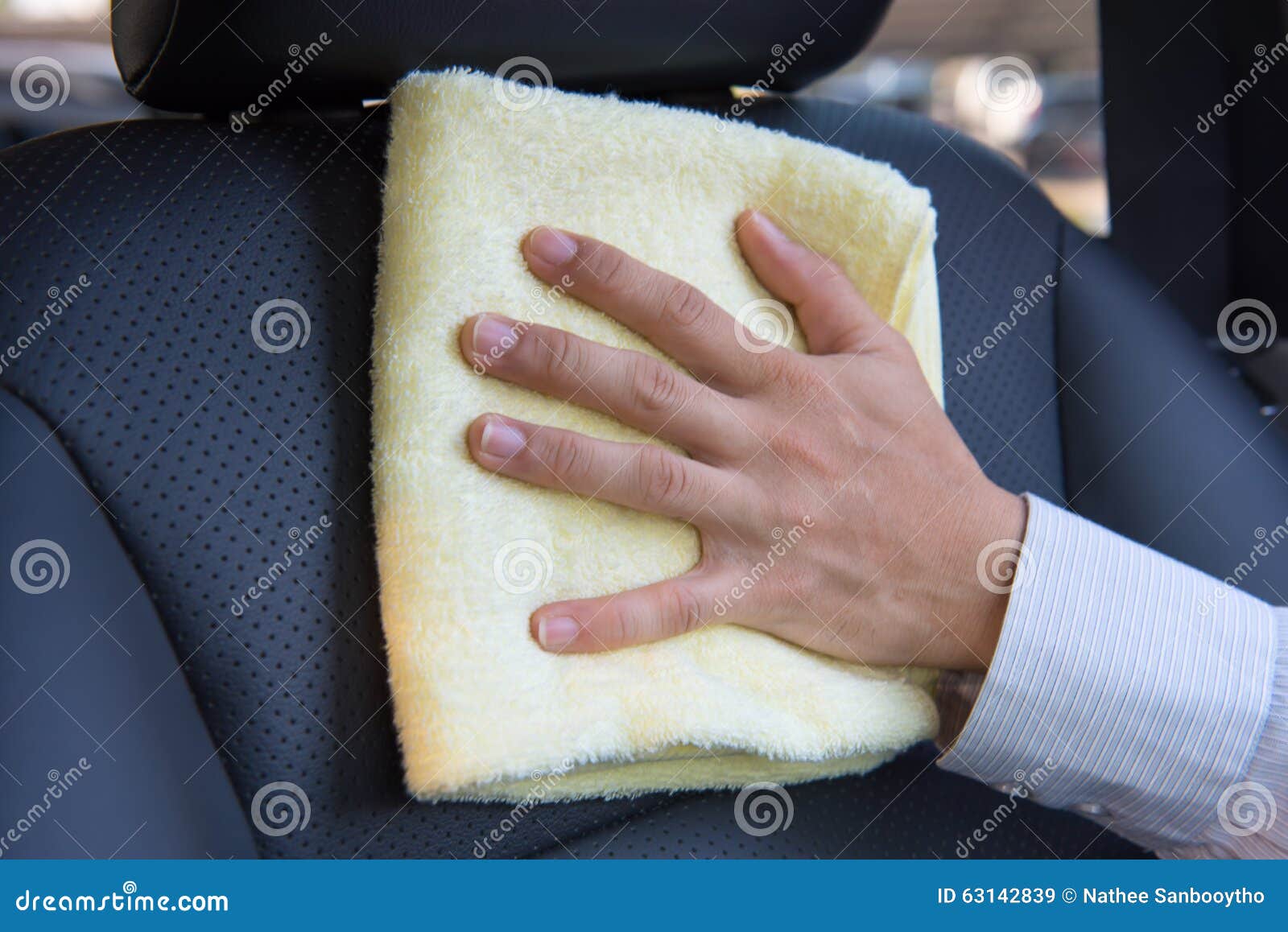 Cleaning car seat stock image. Image of automobile, coated 63142839