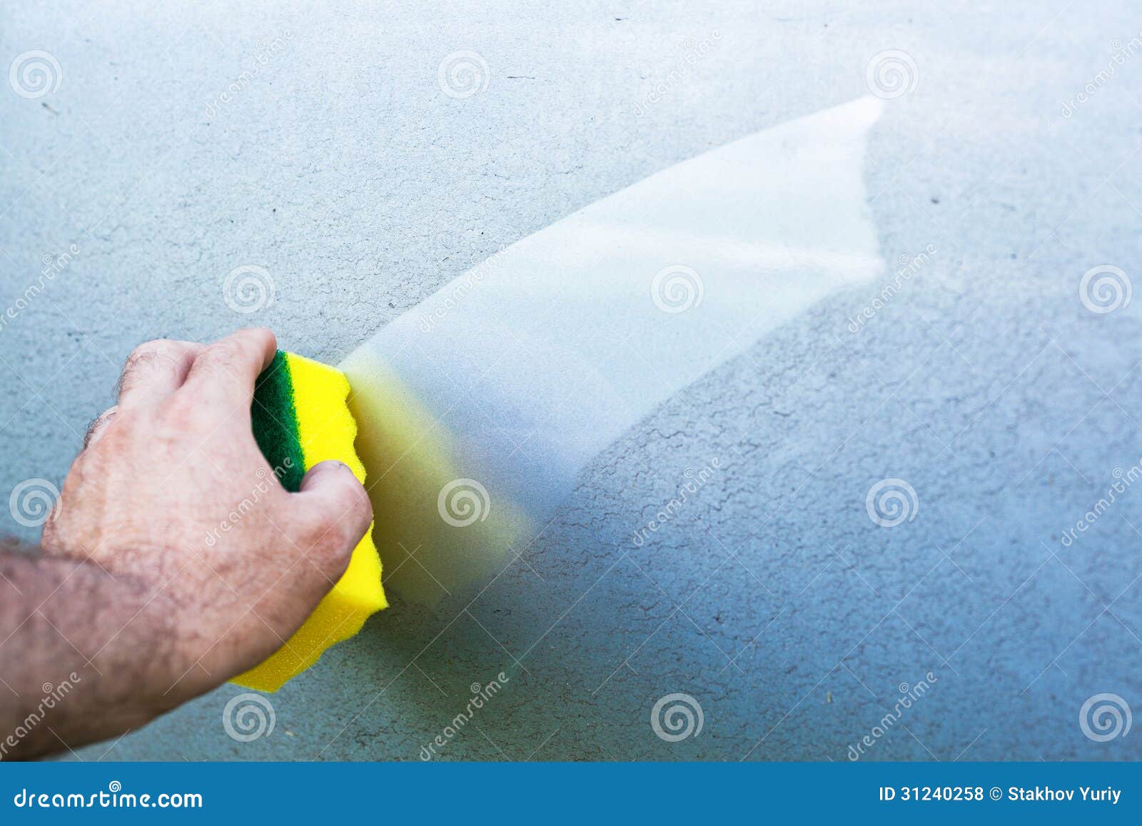 Cleaning Car Using a Cleaning Sponge Stock Photo Image of simplicity