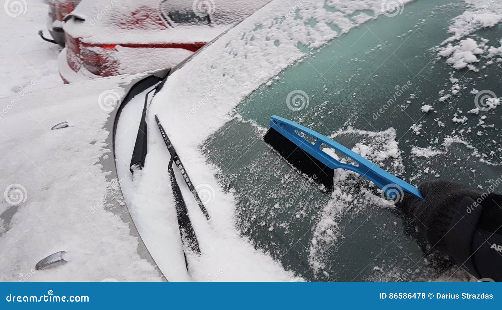 Cleaning car windows stock photo. Image of winter, cleaning 86586478