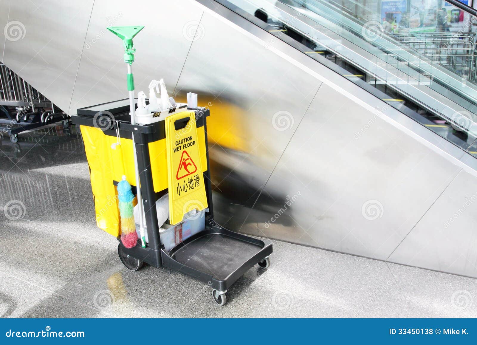 Janitorial Trolley Cleaning Cart with PVC Bag Cleaning Cart 3-Shelf for  Offices, Hotels, Airports