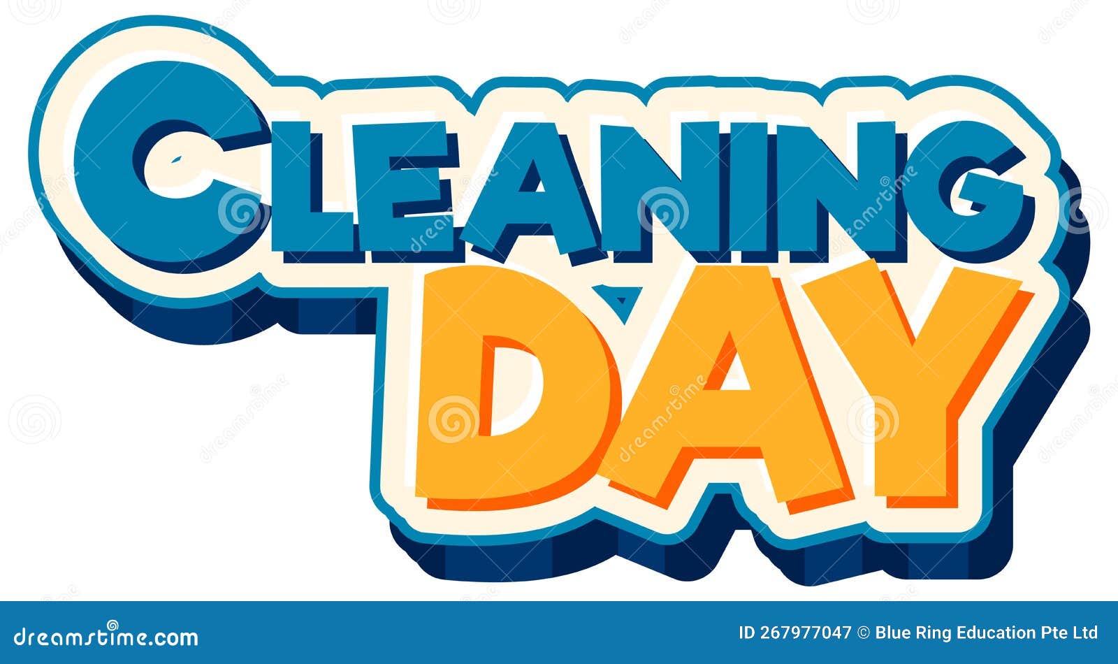 Cleaning Day Text for Banner or Poster Design Stock Vector