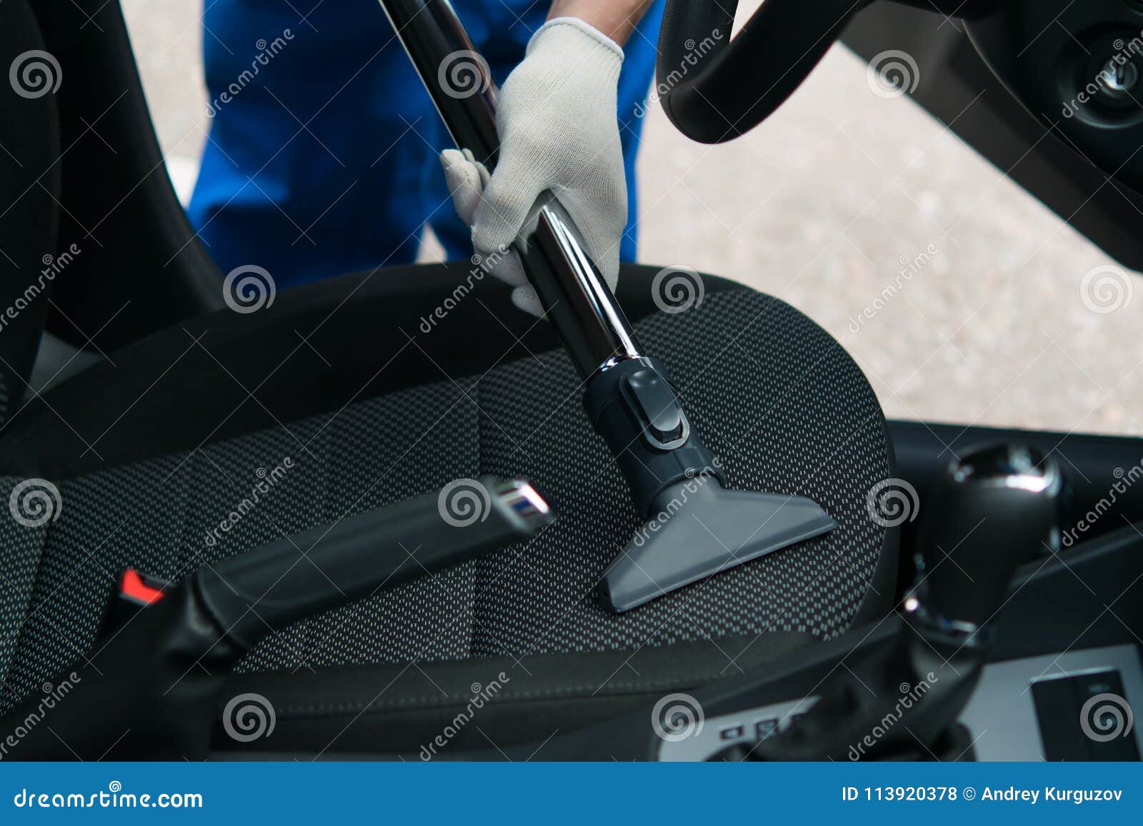 Cleaning Of Dirt And Dust From The Seat In The Car An