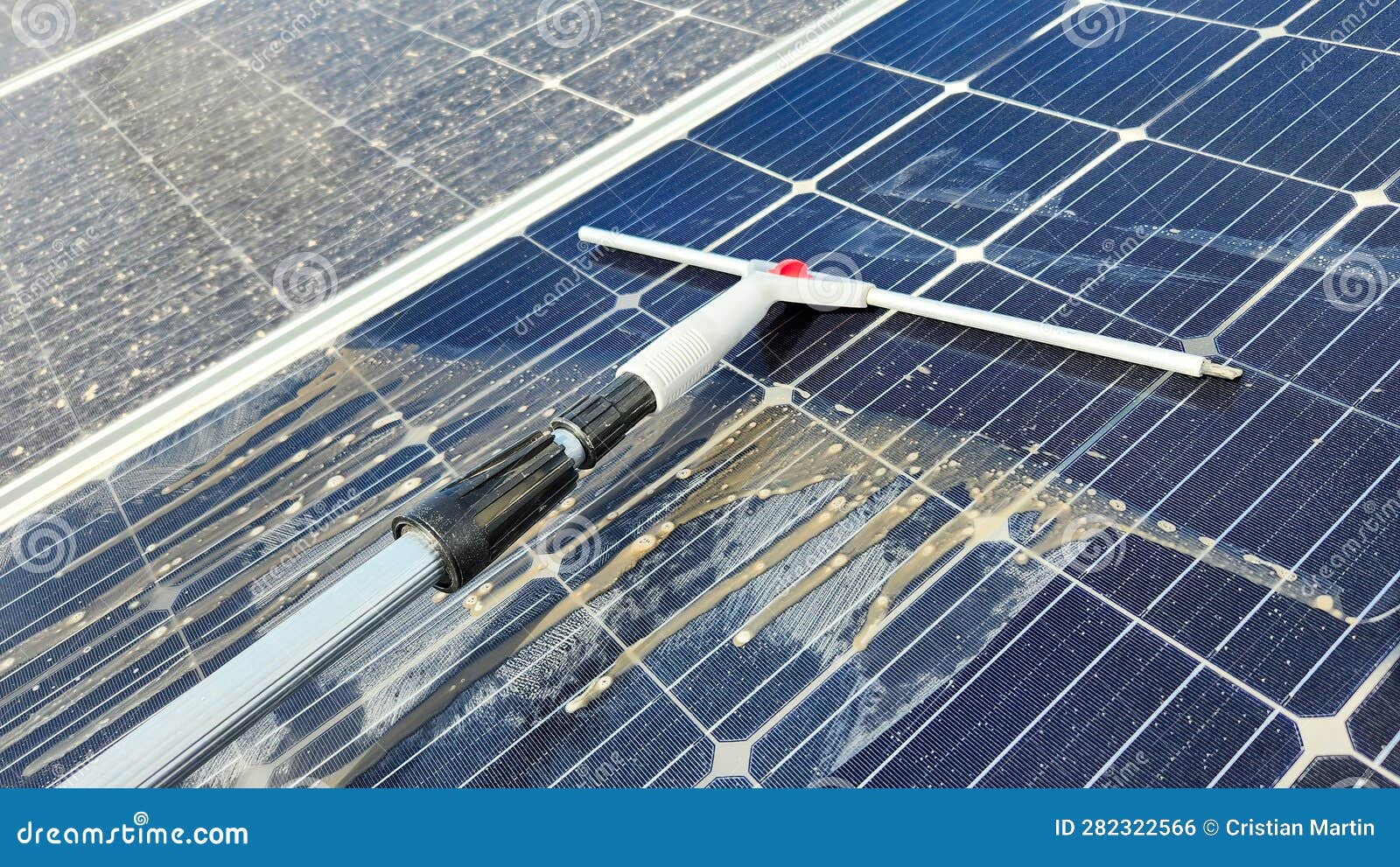 Cleaning Dirty Solar Panels. Maintenance Stock Photo Image of energy