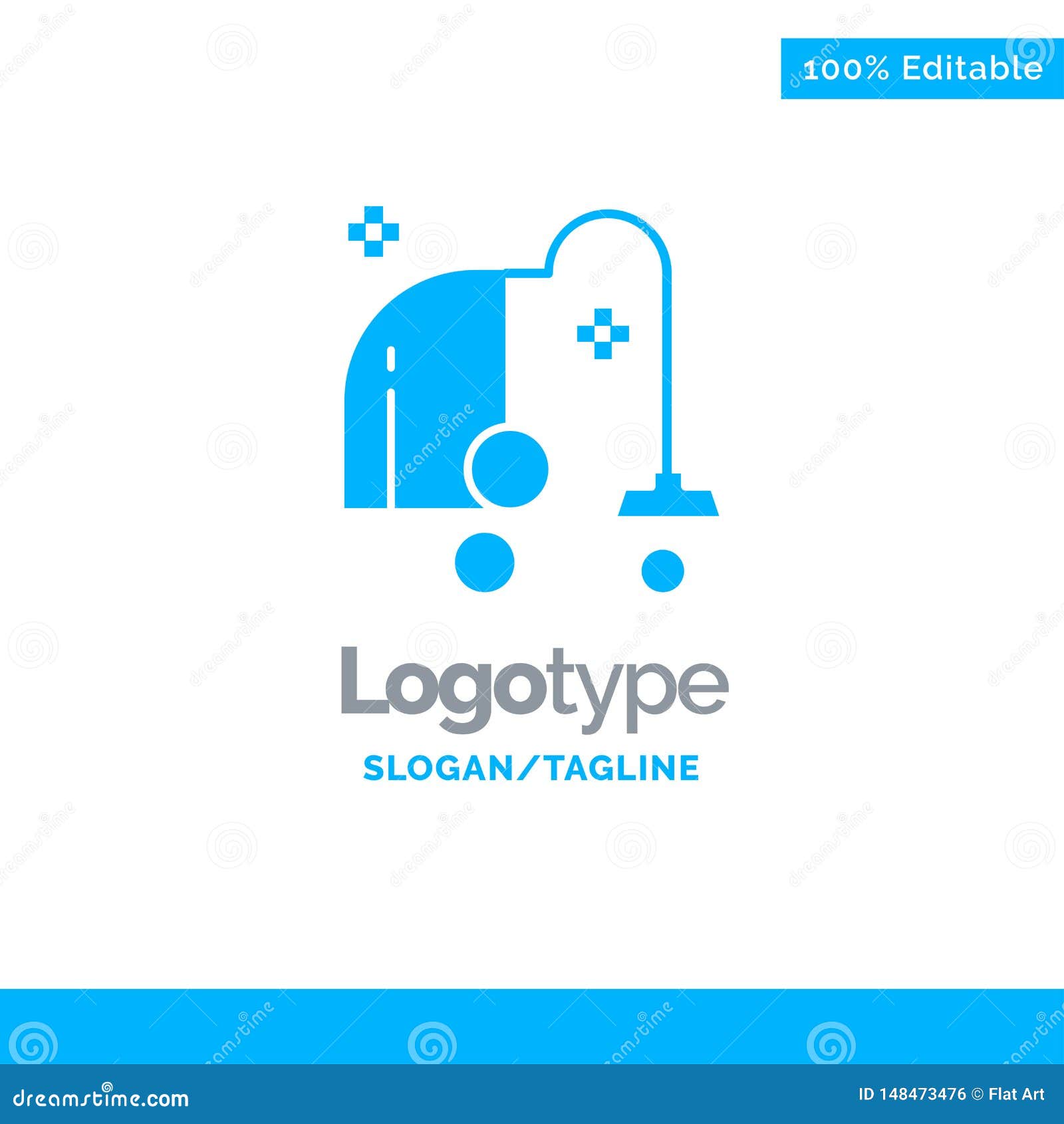 Cleaning, Electrical, Equipment, Vacuum Blue Solid Logo Template. Place