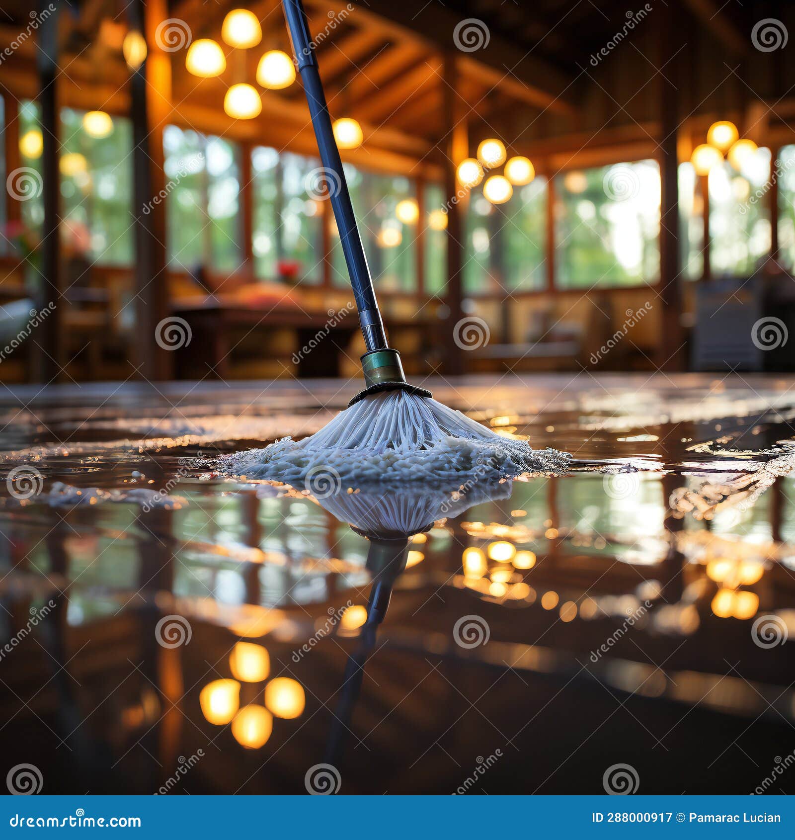 Cleaning the Floor with a Mop. Cleaning Service Concept. Stock