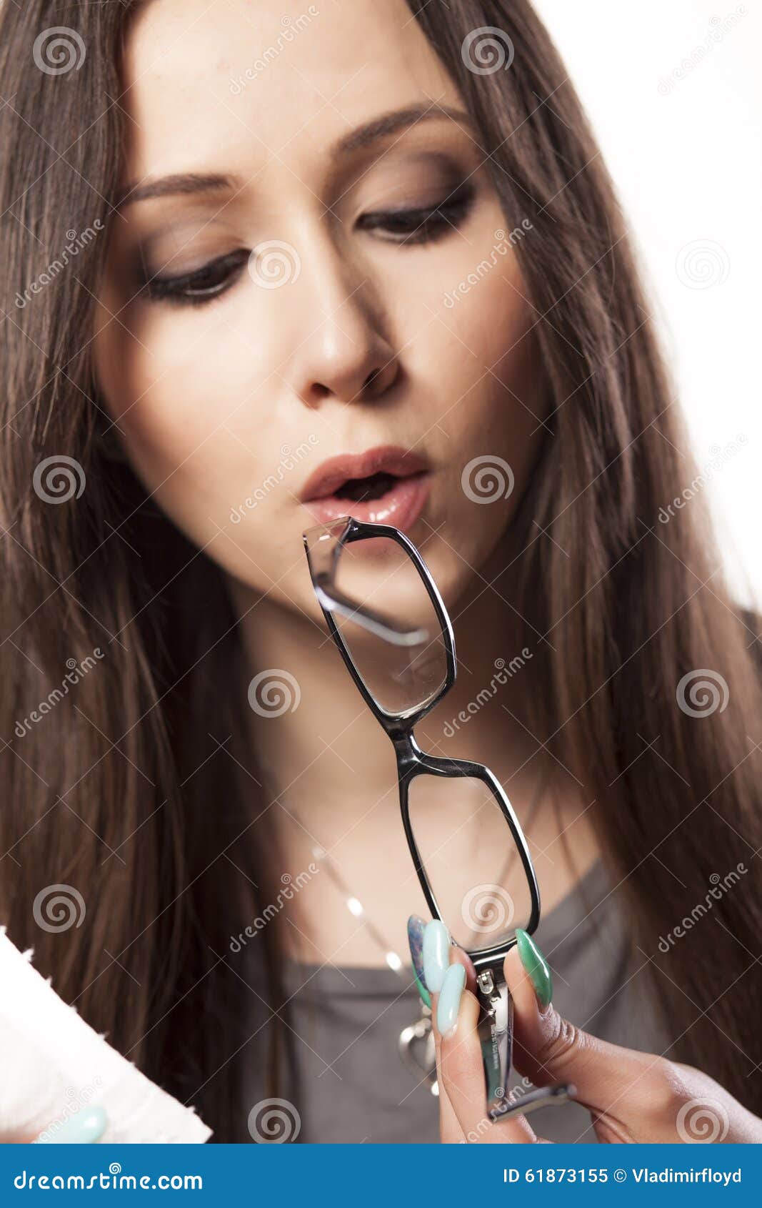 Cleaning glasses stock image. Image of eyeglasses, woman 61873155