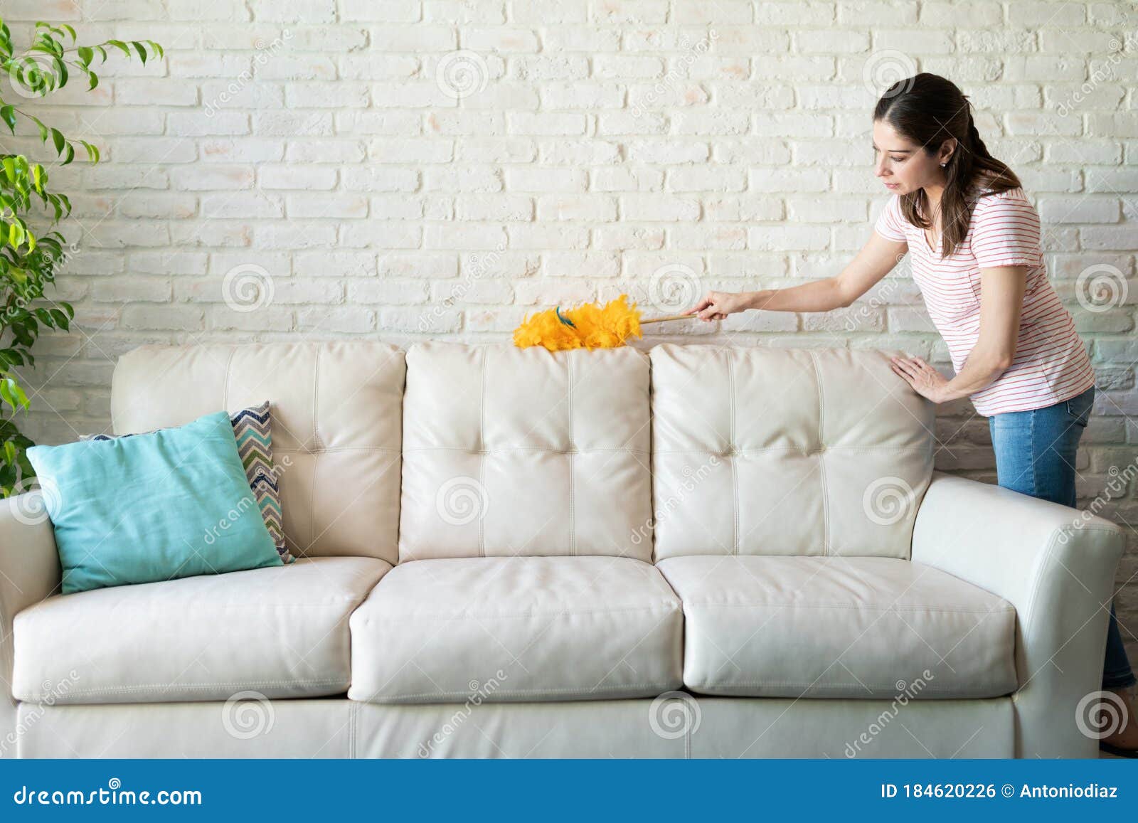 Cleaning The House And Dusting Furniture Stock Photo - Image of