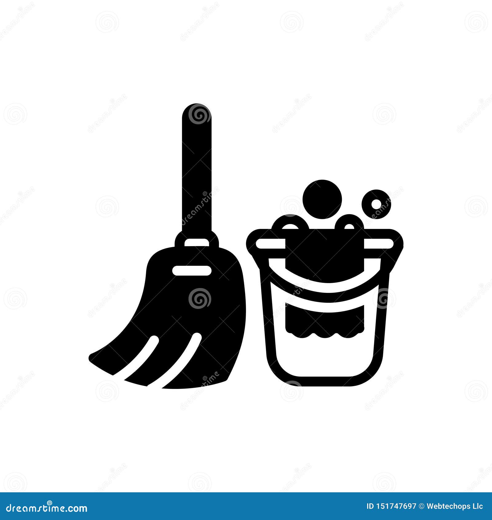 Black Solid Icon for Cleaning, Wash and Sweeping Stock Vector