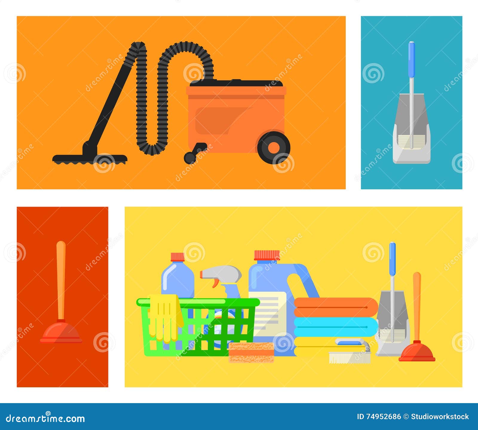 Cleaning icons set stock vector. Illustration of bucket 74952686