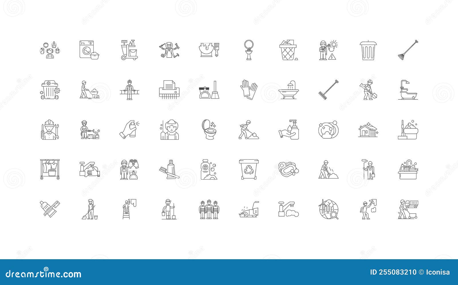 Cleaning Ideas, Linear Icons, Line Signs Set, Vector Collection Stock