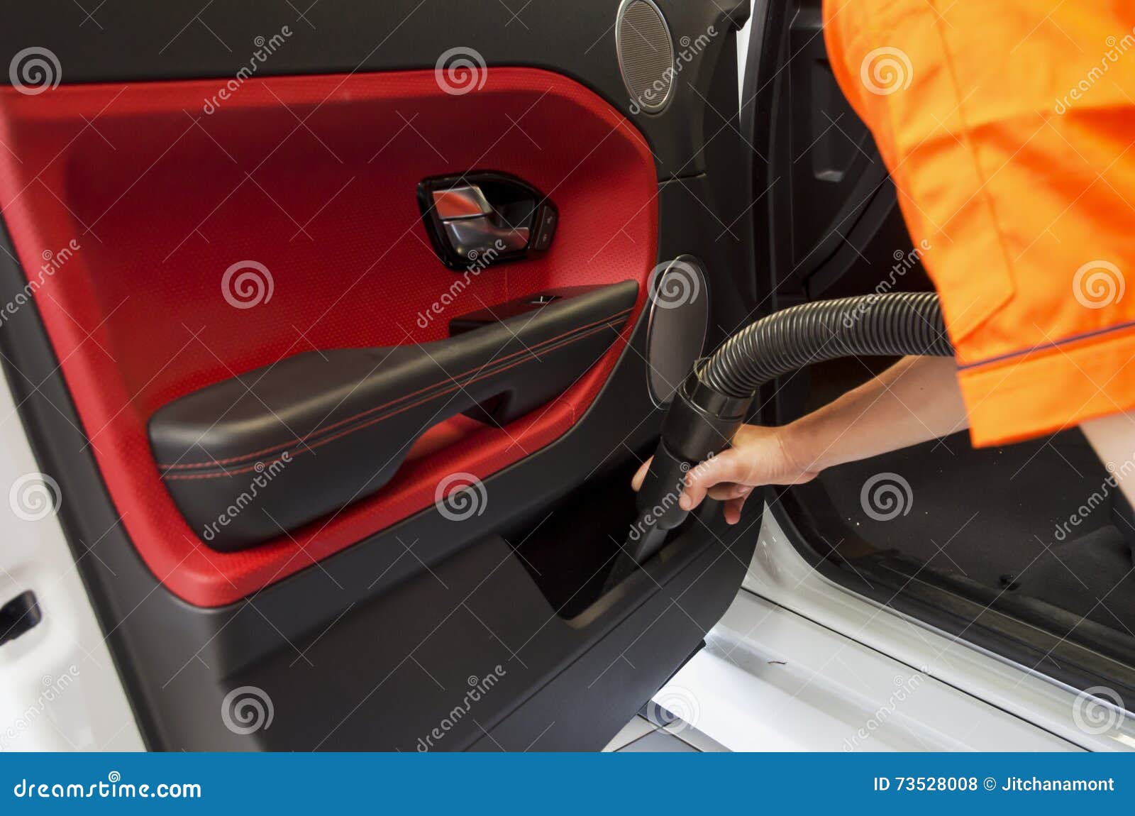 Cleaning of Interior of the Car with Vacuum Cleaner Stock Photo Image