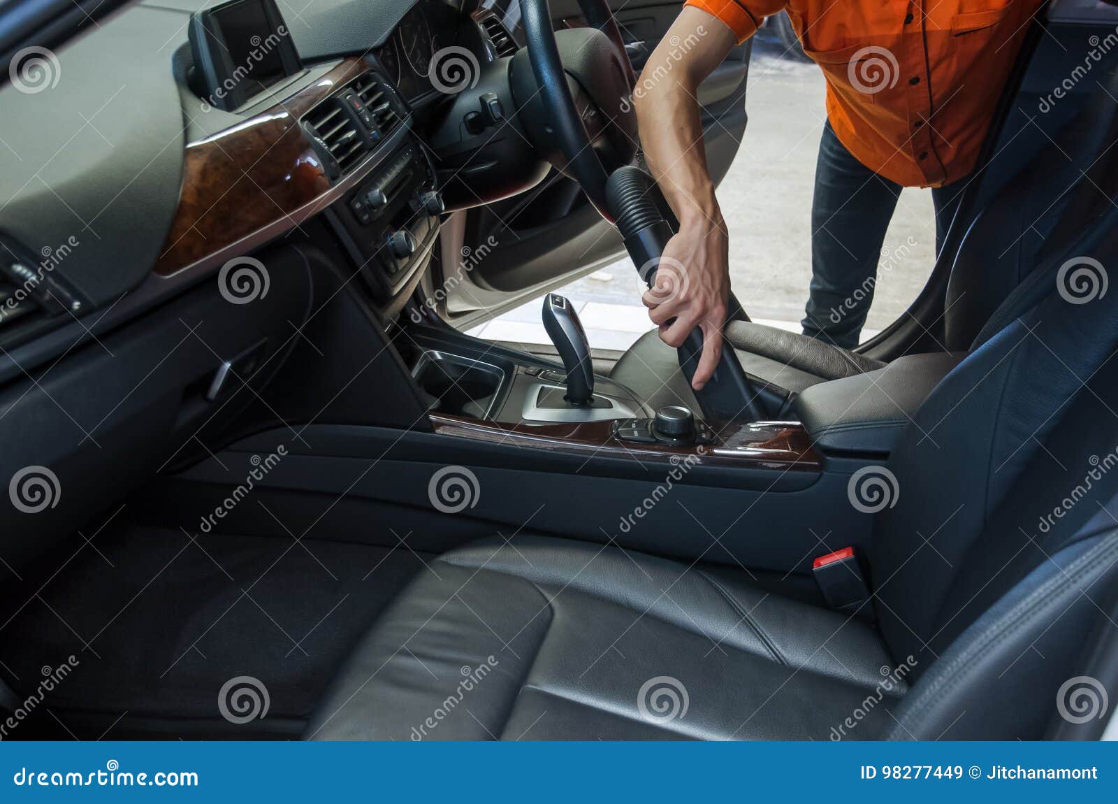 Cleaning of Interior of the Car with Vacuum Cleaner Stock Image Image