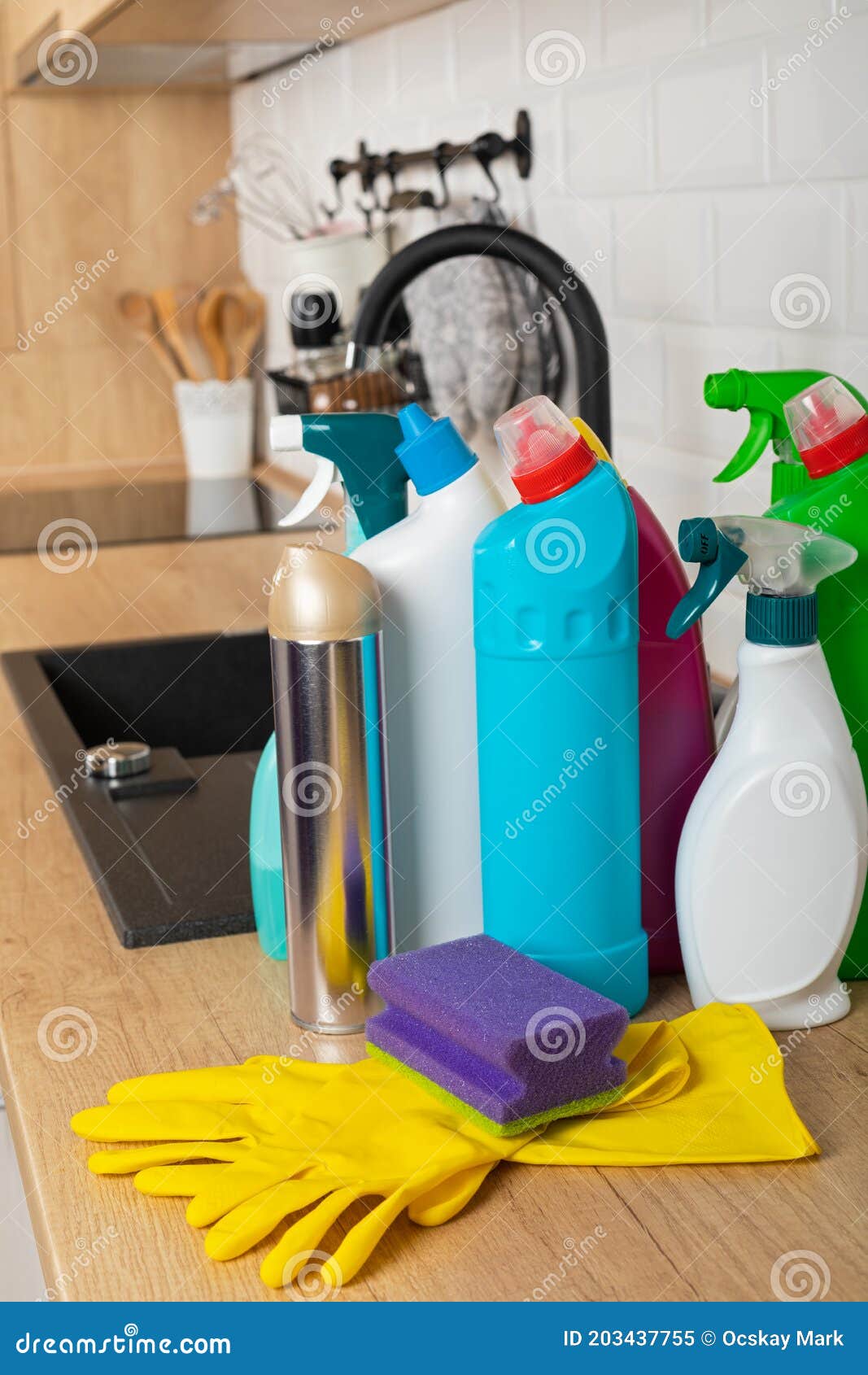 Cleaning items stock image. Image of cleaning, liquid 203437755