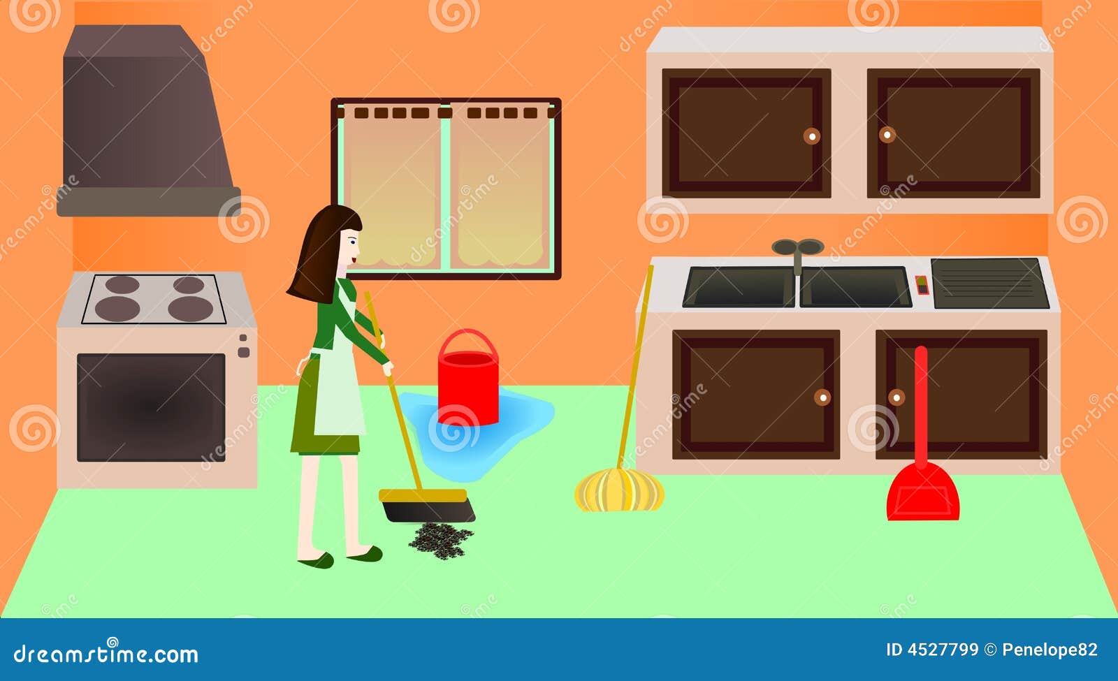 Cleaning the kitchen stock illustration. Illustration of dust 4527799