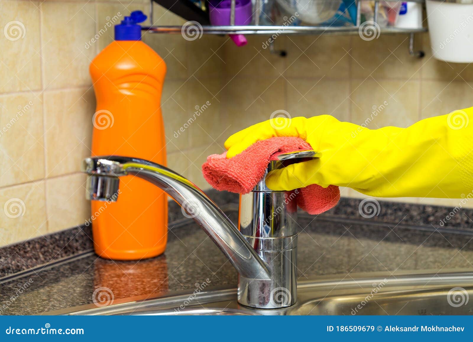 Glove Cleaning with Detergent and Glove Stock Image Image of