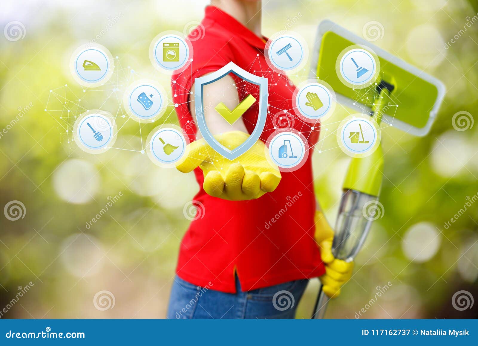 Cleaning Lady Shows a of Quality Cleaning. Stock Image Image of