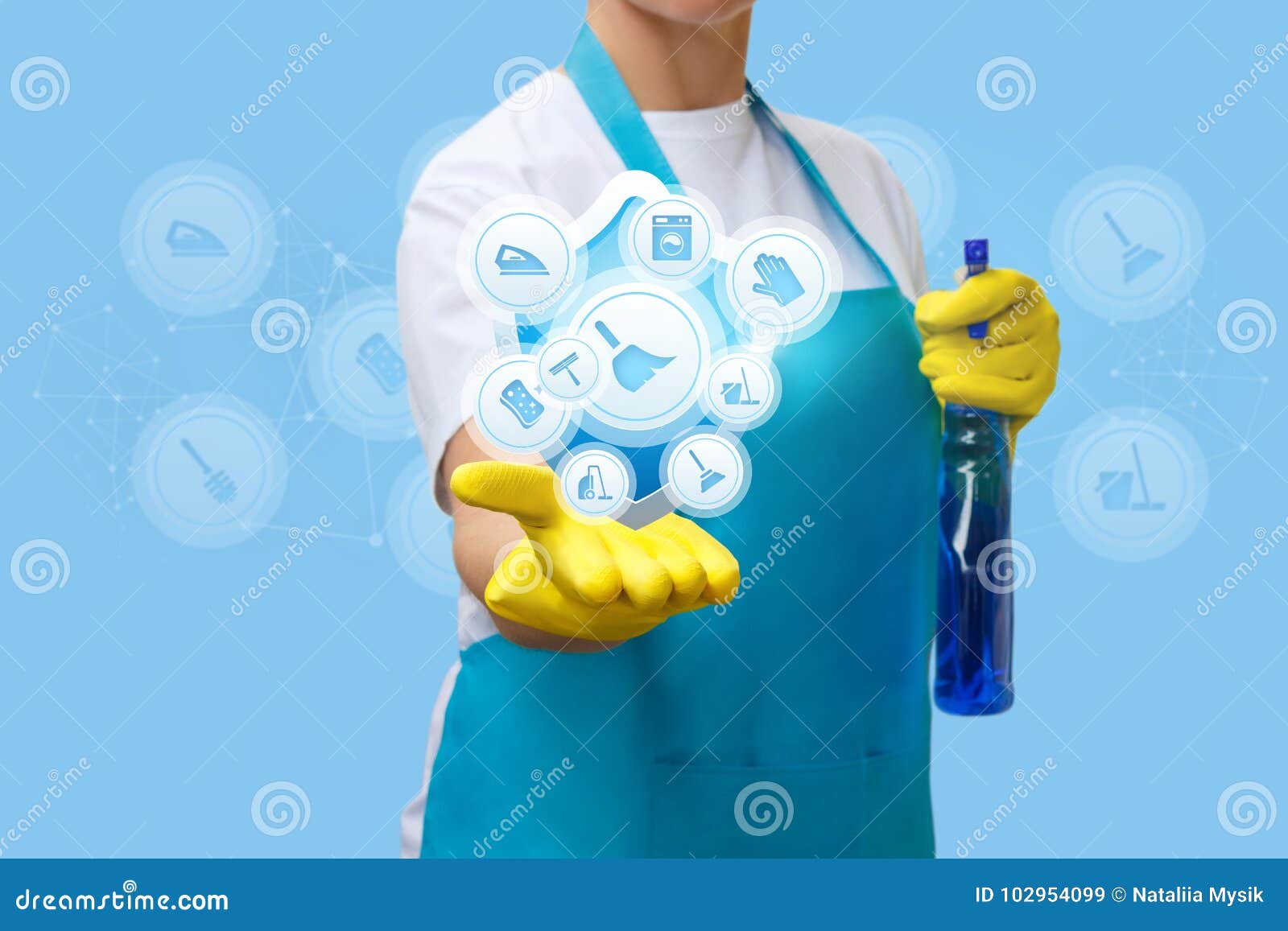 Cleaning Lady Shows Cleaning Services . Stock Image Image of indoors
