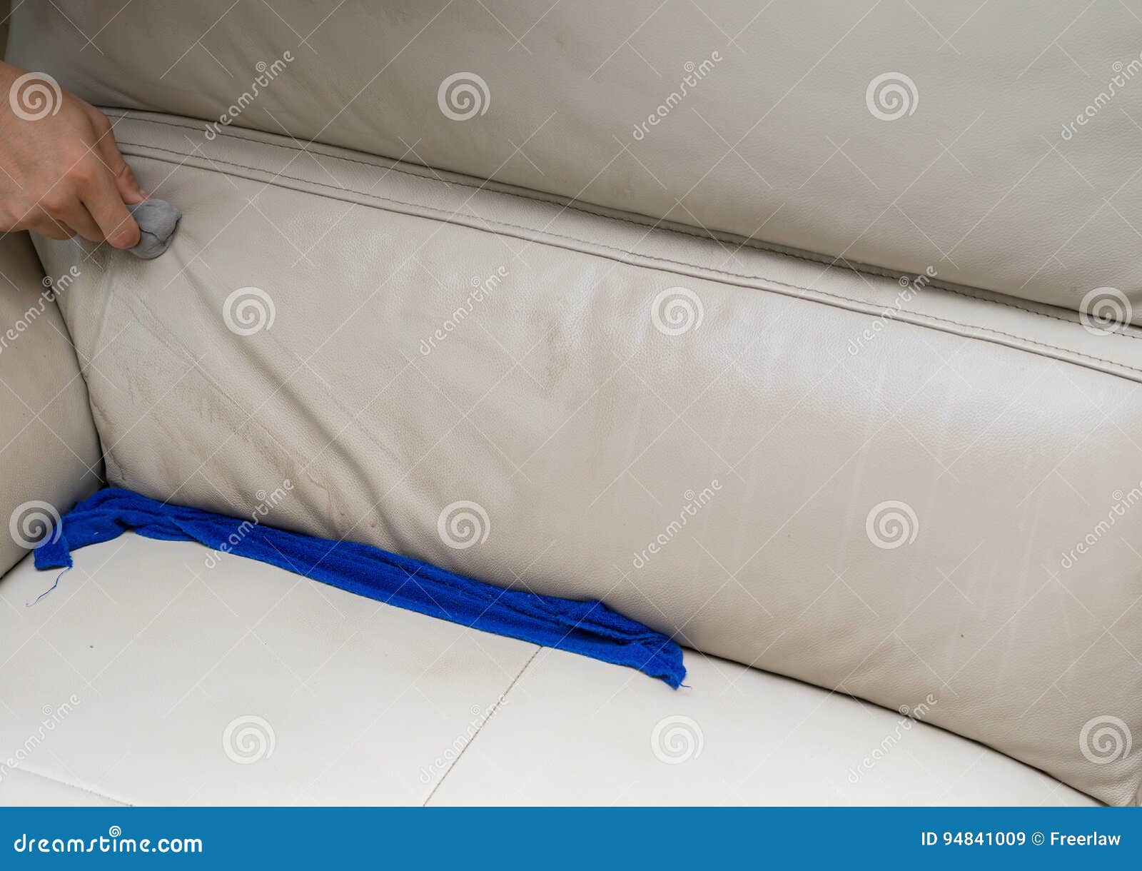Cleaning Leather Sofa at Home with Sponge & Towel Stock Image Image