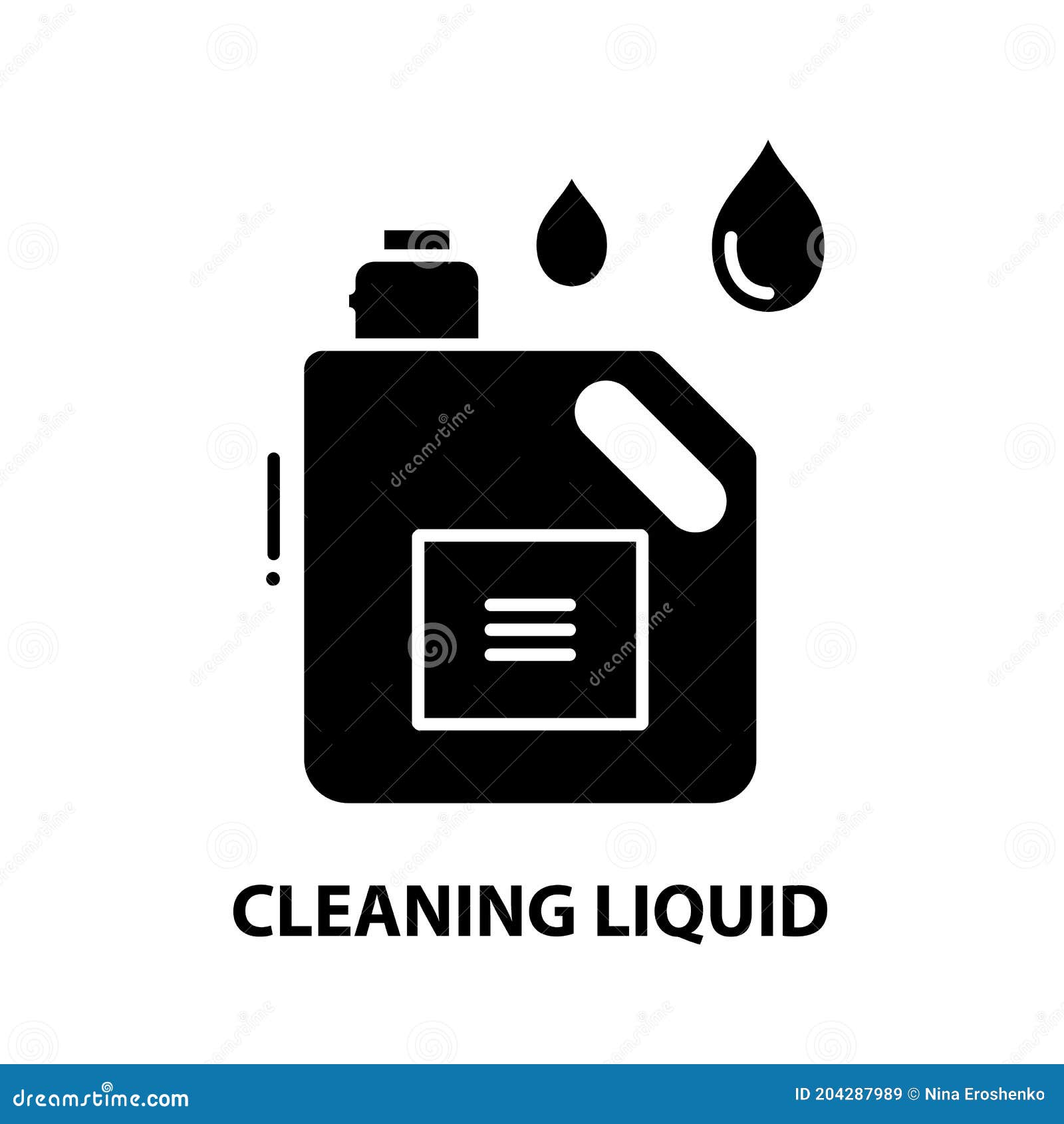 Cleaning Liquid Icon, Black Vector Sign with Editable Strokes, Concept