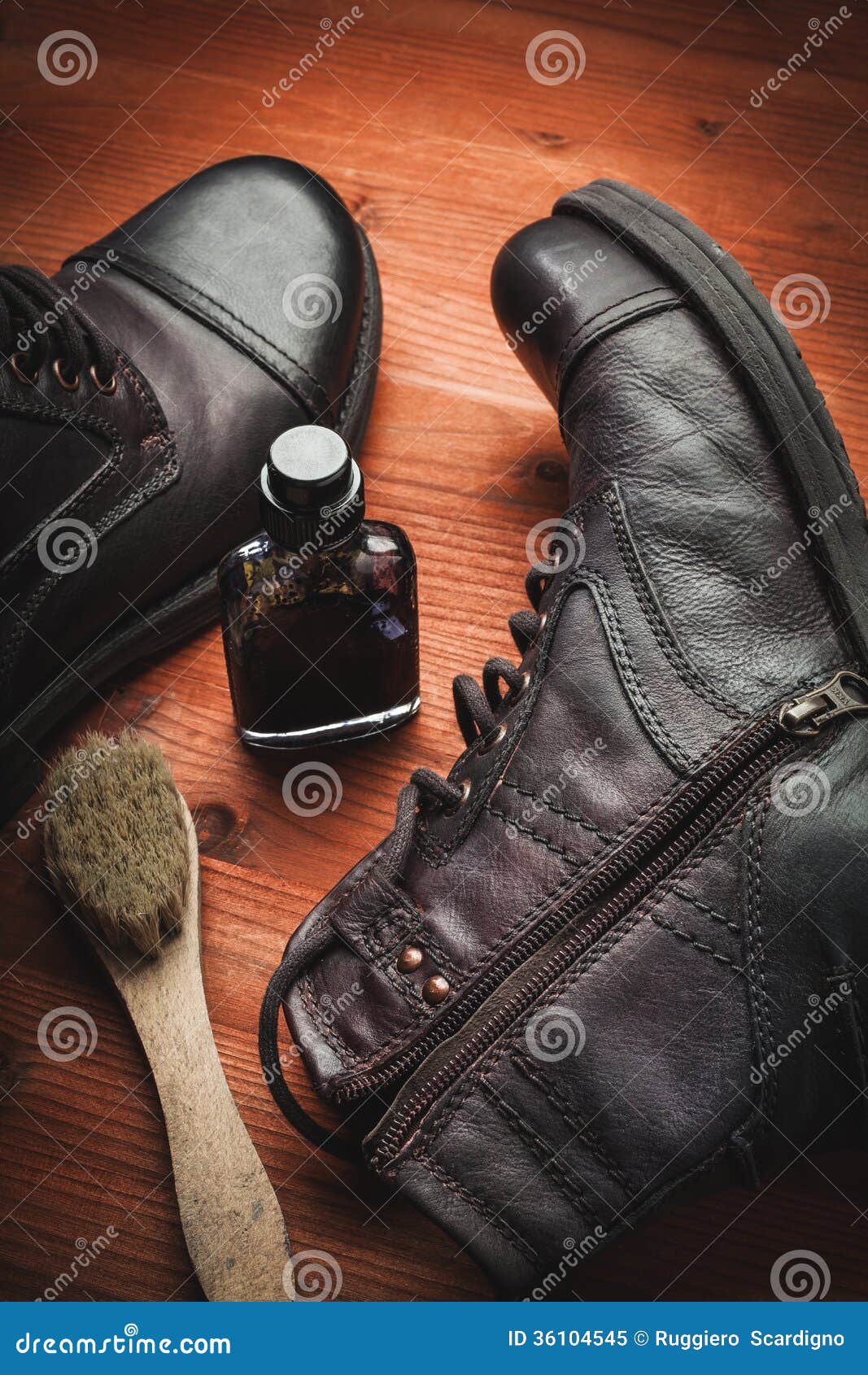 Cleaning of men s boots stock image. Image of stains 36104545
