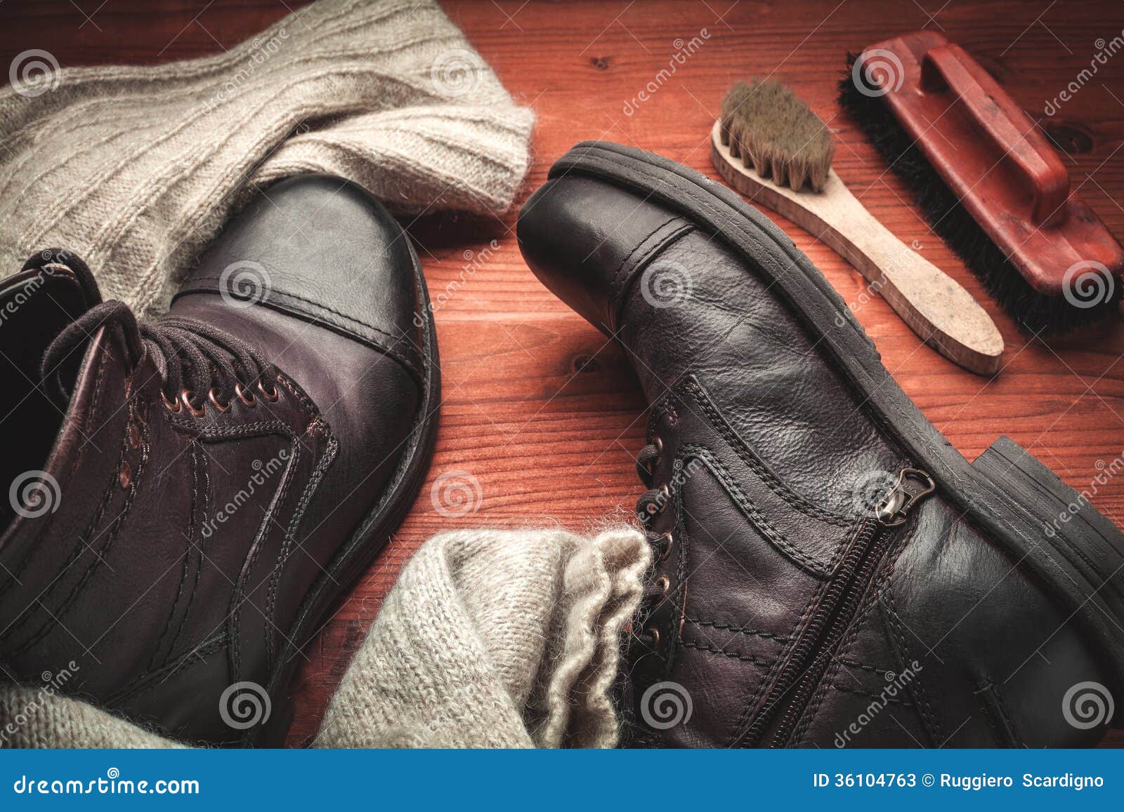 Cleaning of men s boots stock image. Image of style, footwear 36104763