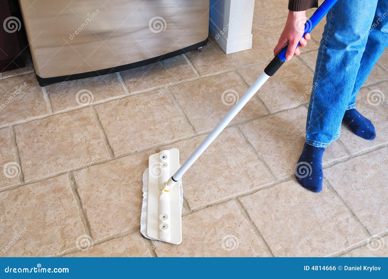 Cleaning with a mop stock photo. Image of tiles, cleaning 4814666