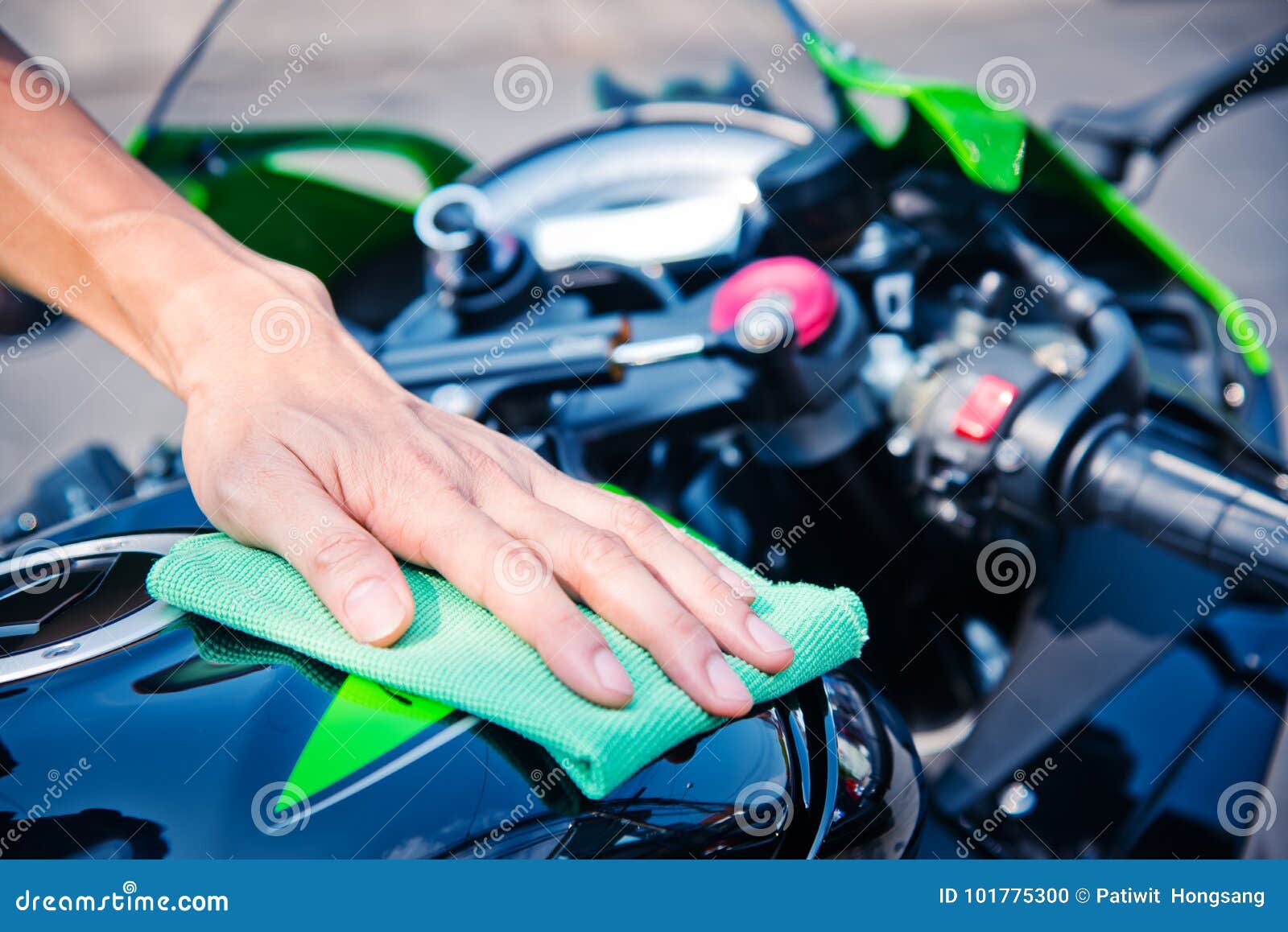 Cleaning motorcycle stock photo. Image of transportation 101775300