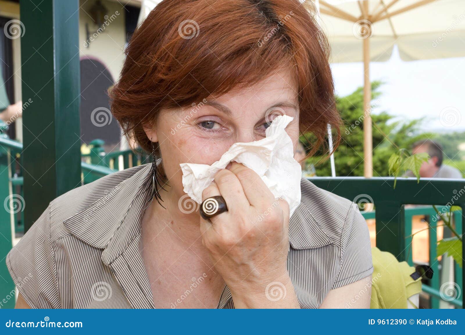 Cleaning nose stock photo. Image of mature, paper, adult 9612390