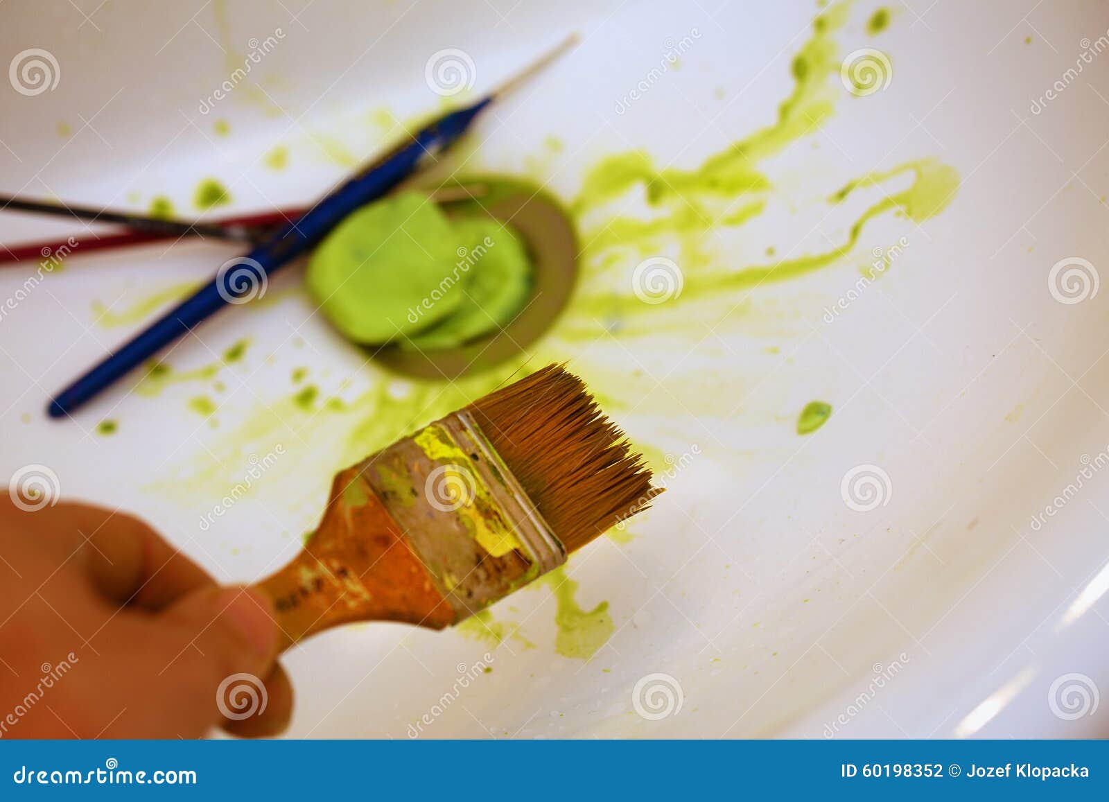 Cleaning Paint Brushes in the Sink by Color Stock Photo Image of