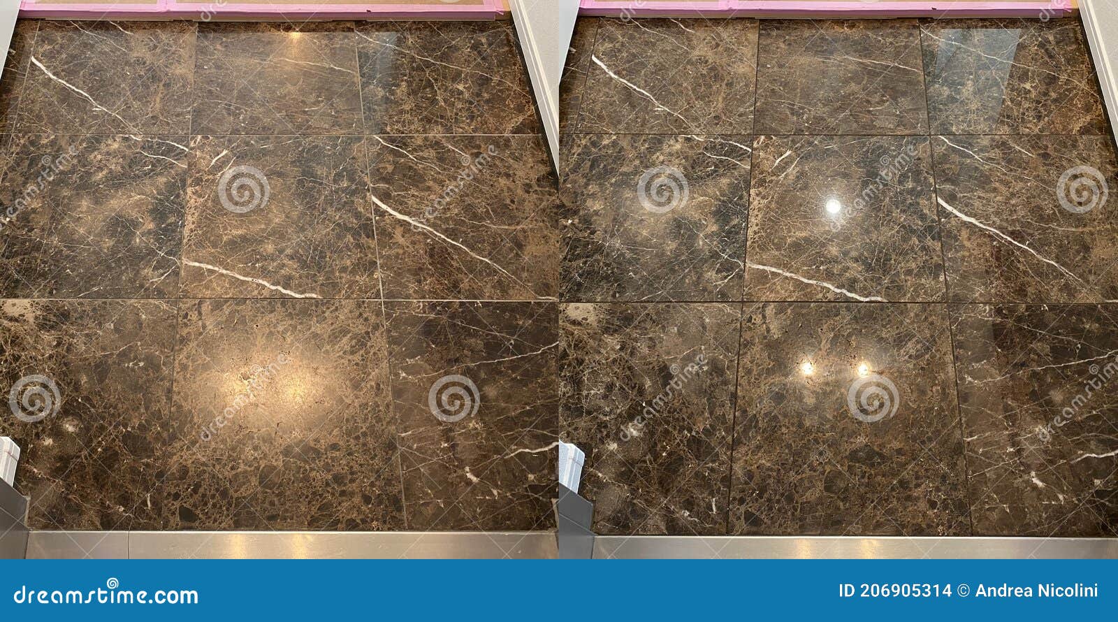 Before and after, Cleaning Polishing and Restoring Natural Marble Floor