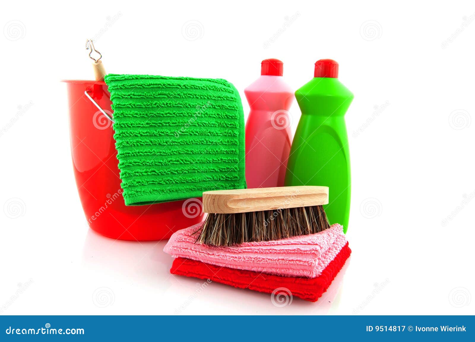 Cleaning Products with Red Bucket Stock Image Image of scrubbing, cleaner 9514817
