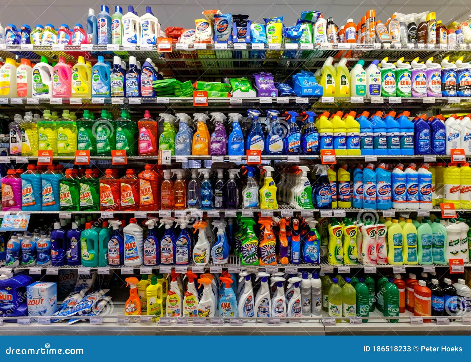 Household Cleaning Products On Supermarket Shelf Editorial Stock Photo Image Of Cleaning Multipurpose 186518233