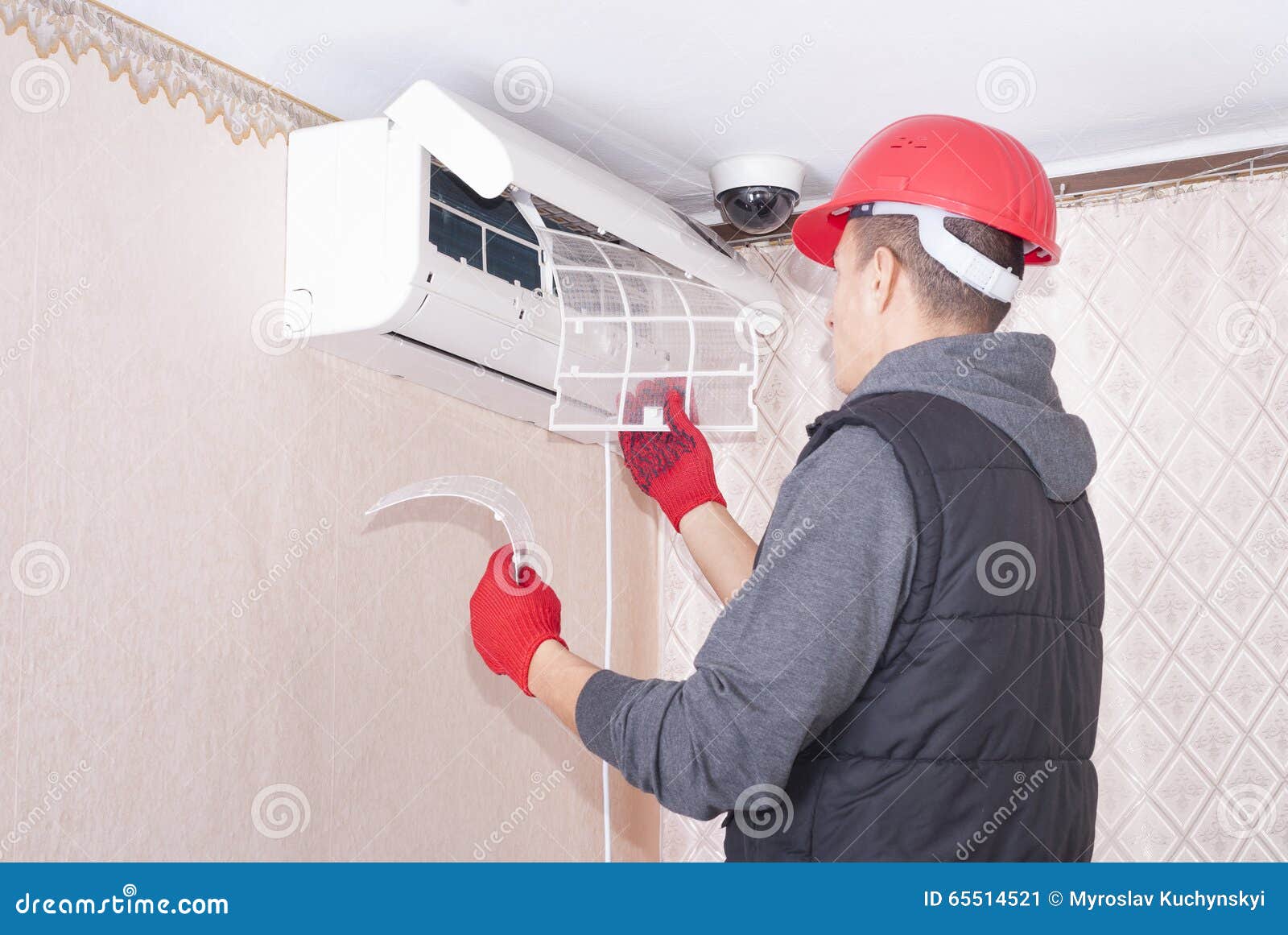 Cleaning and Repairs the Air Conditioner Stock Image Image of