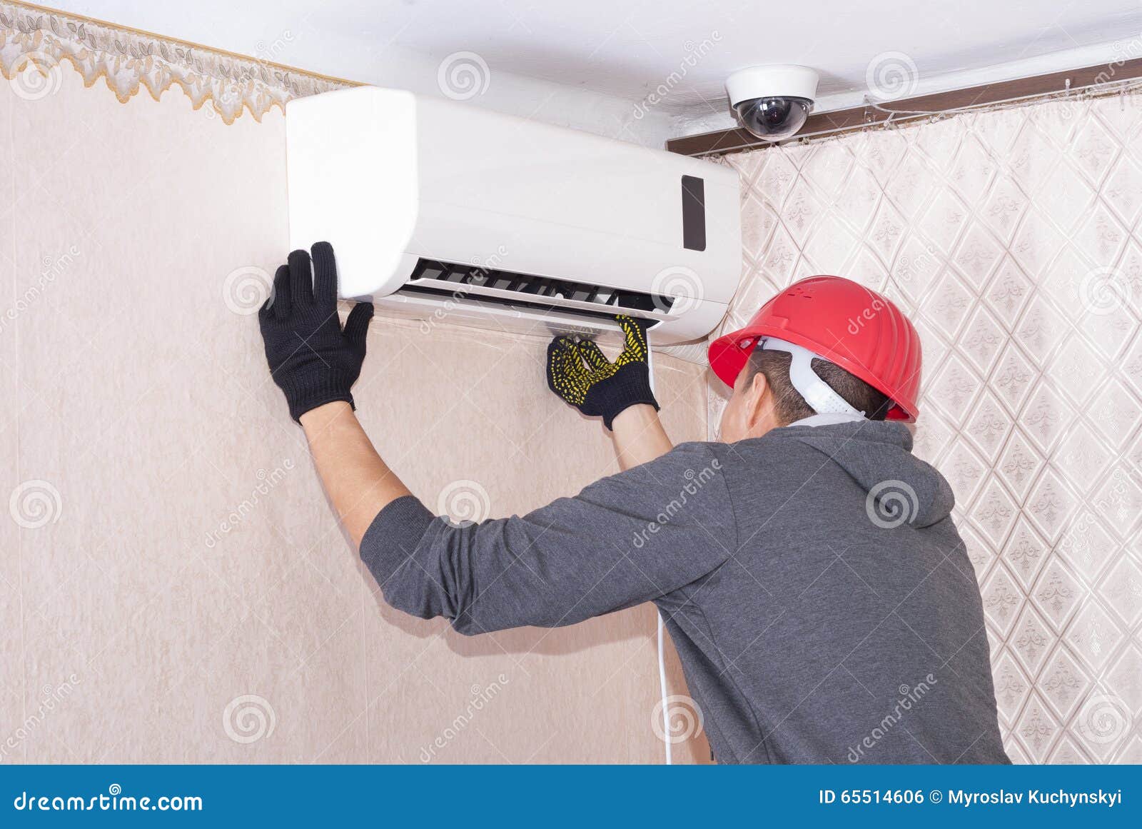 Cleaning and Repairs the Air Conditioner Stock Photo Image of