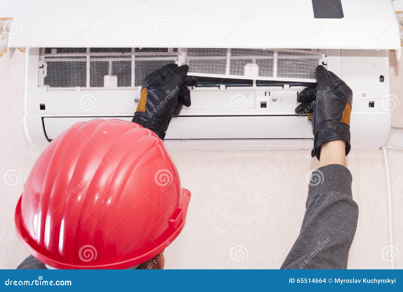 Cleaning and Repairs the Air Conditioner Stock Photo Image of