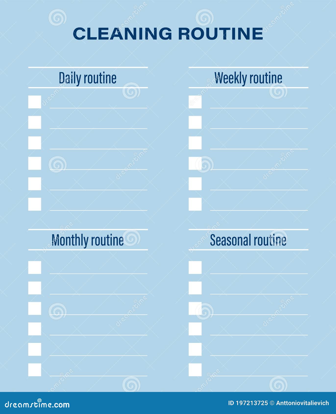 Cleaning Schedule Template. Blank, Empty Cleaning Planner on Year Inside Blank Cleaning Schedule Template