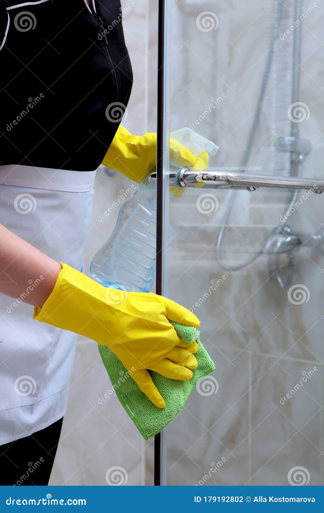 Cleaning Service In The Bathroom. An Unrecognizable Photo. The Concept ...