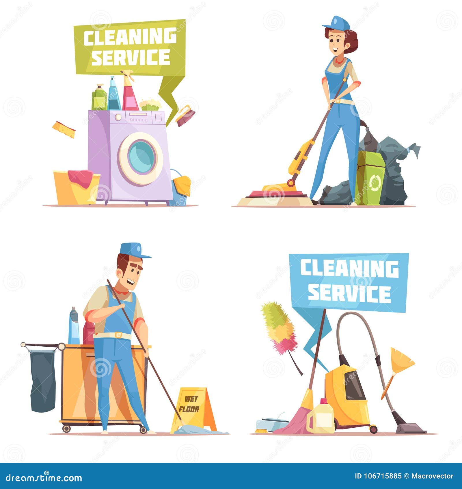 Cleaning Service 2x2 Design Concept Stock Vector ...