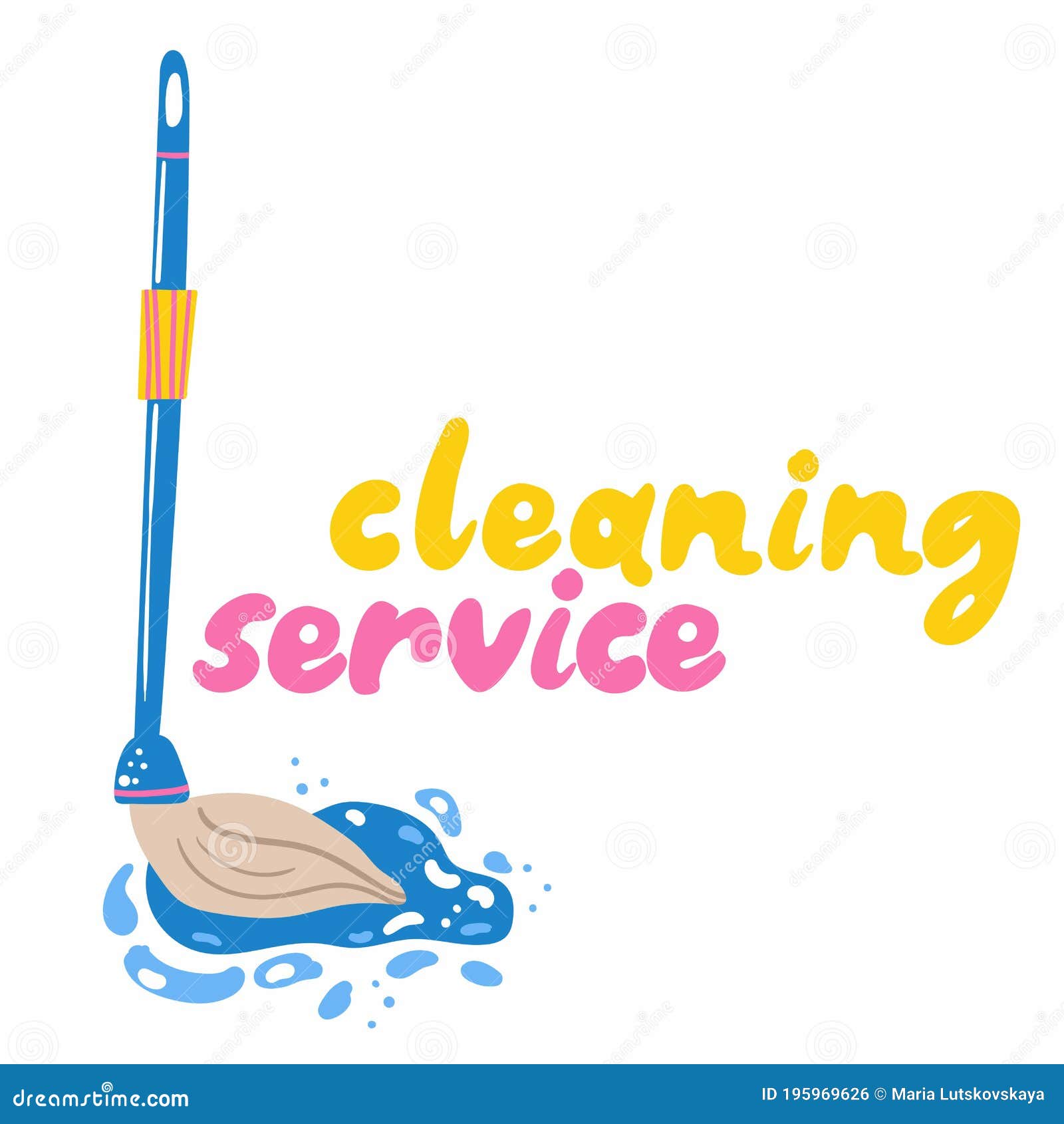 Cleaning Service. Mop Washes the Floor, Household Chemicals. Poster, Banner  or Logo Template for House Cleaning Services Stock Vector - Illustration of  household, cleaner: 195969626