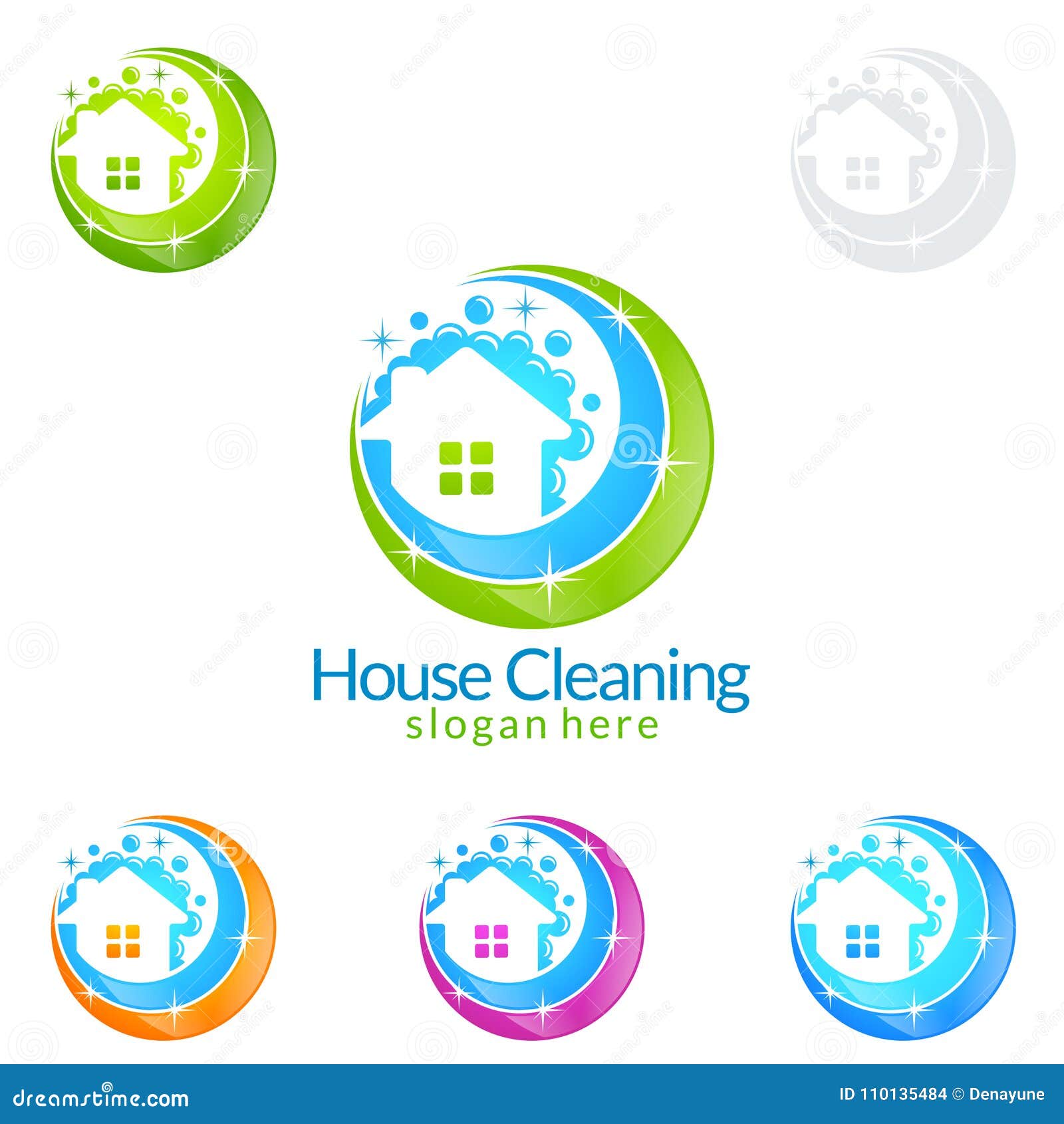 Home Cleaning Service Vector Logo Design, Eco Friendly Concept for