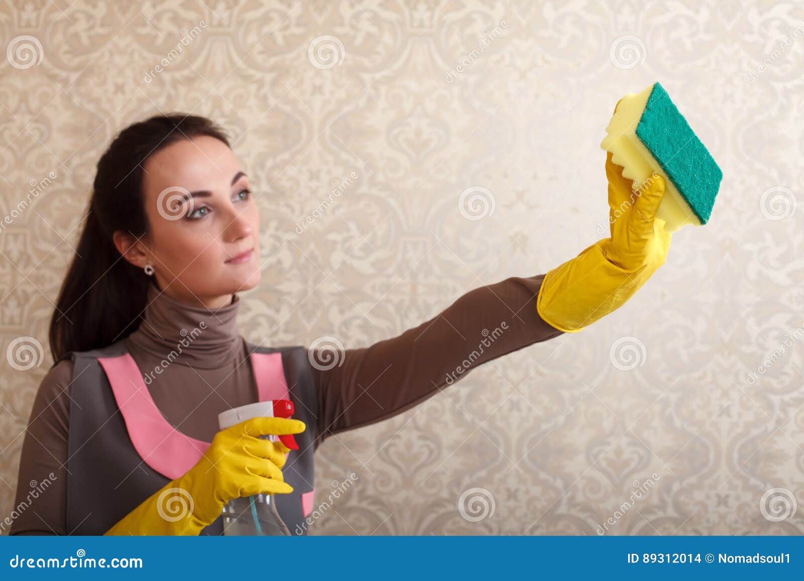Cleaning Servisce Lady in Rubber Gloves Stock Photo Image of cleaning
